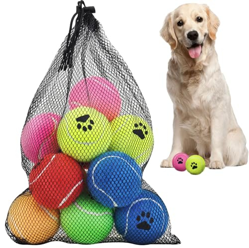 INSUM Bulk Tennis Balls for Dogs Pack of 12 Easy Catching Dog Fetch Balls (Non Squeaky-Multicolor)