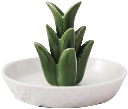 DOCIM 2 Pcs Cactus Ring Holder Dish, Ceramic Plant Jewelry Dish Bracelet Earrings Necklace Organizer Tray, Wedding, Birthday Gifts, Home Decor