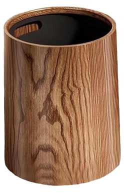 rockible Papelera de grano de madera, contenedor de basura, papelera, cesta de papel higiénico para dormitorio y baño, 15L