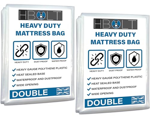 H-BOLT Robuste, Wiederverwendbare und schützende Aufbewahrungstasche für Matratzen – ideal für Lagerung und Transport (350 g Polyethylen, doppelt – 2er-Pack)