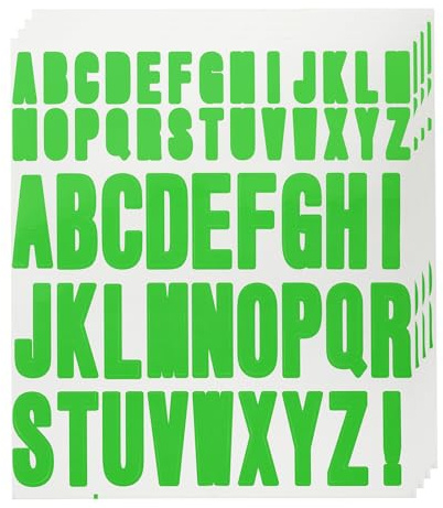 QUARKZMAN 220uds 4 Hojas Letras Pegatinas Vinilo Impermeable Alfabeto Auto Adhesivo Letras Pegatinas para Pegatina Calcomanía Buzón Artesanía Puerta Coche Navidad Decoración Verde