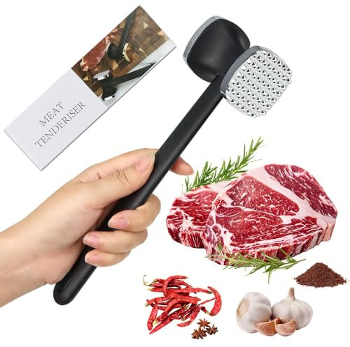 WEXFFU Meat Tenderizer Hammer Double Sided Meat Hammer Zinc Alloy Meat Tenderiser for Steak,Chicken,Fish,Pork,Good Grips,Heavyweight Metal Meat Tenderiser Pounder Mallet, Perfect Kitchen Tool