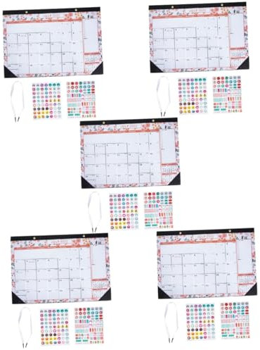 SEWACC 5 Sätze Wandkalender 2023 Memo-wand Kalender 2022 Wandkalender Englischer Wandkalender Großer Wandkalender Whiteboard-kalender, Trocken Abwischbar Büroterminkalender Orange Papier