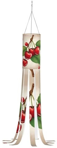 WCXTHGFA Windsack mit süßer roter Kirsche, 1 Druck, vielseitig, charmante Outdoor-Dekoration für Herbst, Erntedankfest, Winter