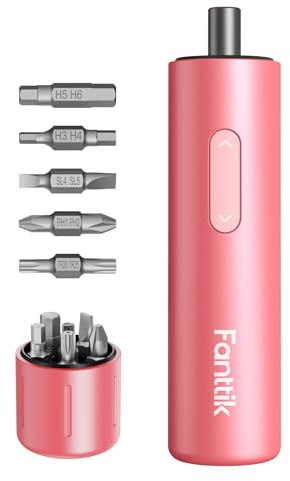 Fanttik NEX S1 Capsule 3,7V Akkuschrauber, 5 Nm Max Akku Schraubendreher | 320 Umdrehungen, S2 Magnetbits mit 1/4 Zoll Sechskant, LED-Licht, 5Pcs Doppelseitige Bits für Möbel, Haushaltsgeräte-Rosa