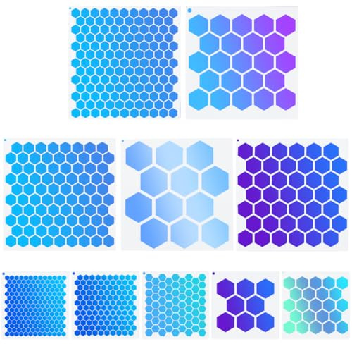 GORGECRAFT 10pz Grandi Stencil A Nido d'Ape Stencil A Nido d'Ape Riutilizzabili Quadrato Vuoto Plastica Pittura Stencil Modelli Set per Pittura Disegno Legno Parete Scrapbook Carta Decorazione