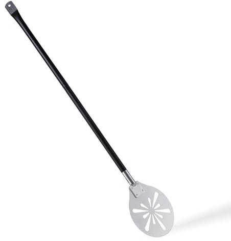 Herogo Pizza Turning Peel, 9 Inch Stainless Steel Perforated Pizza Paddle Spatula, Metal Accessories Tool with Detachable Handle, Large Surface & Oven Safe
