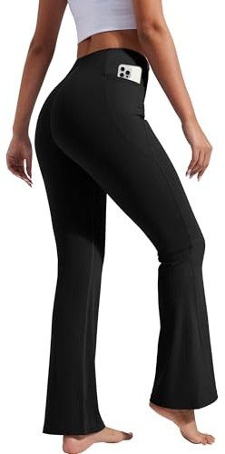 Pioneer Camp Hosen Damen Yogahose Lang Flared Leggings Leicht Fitnesshose Freizeithose Pants mit Taschen