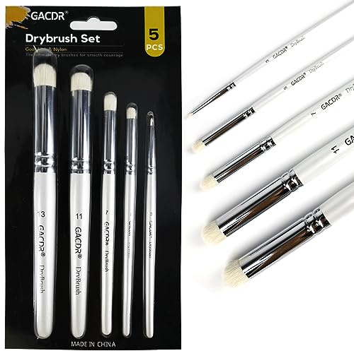 GACDR Dry Brush Miniature Painting, 5 Sizes Drybrush Set for Miniature Model Paint,Hobby Detail Paint Brushes Stencil Brush