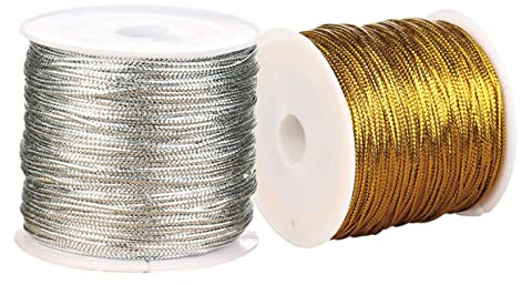 Uonlytech 2rotolo Corda Per Confezionare Regali Creativi Pratici Moda Da Te Decorazioni Negozi Dorato