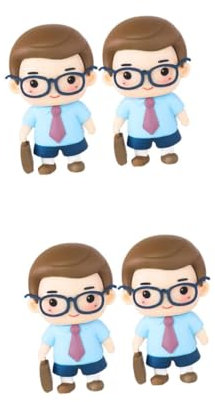 VICASKY 4pcs Father Day Cake Topper Cartoon Birthday Decoration Cupcake Toppers Dessert Decor Fathers Day Party Supplies for Cartoon Theme