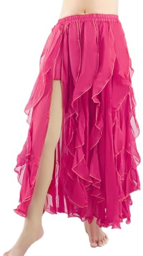 Baisdan Gonna da Donna in Chiffon per Danza del Ventre, Gonna Lunga con Spacco per Costume da Spettacolo