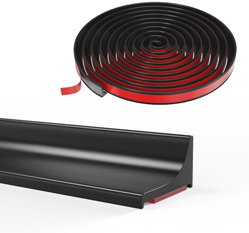 Silicone barre de seuil douche, joint pour douche, rebord douche italienne, barriere de douche anti débordement, Adatto per bagni, docce e cucine (Noir, 205CM)