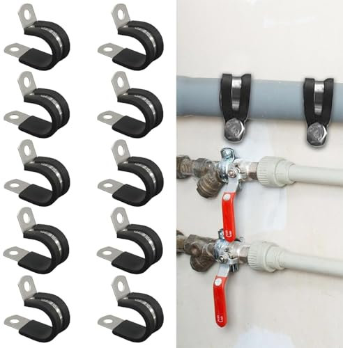 20 PCS Cable Cleats,Stainless Steel Rubber Cushioned R Shape Clamps,Rubber Lined P Clips,Cables Mounting Hose Pipe Clamps for Cable, Cord, Wire, Hose, Tube
