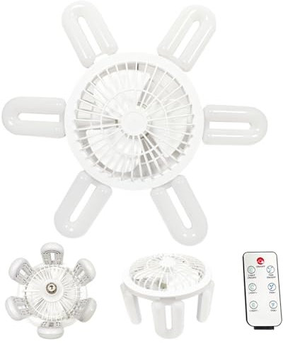Ventilatore a Soffitto con Portalampada 3 Colori Dimmerabile Velocità