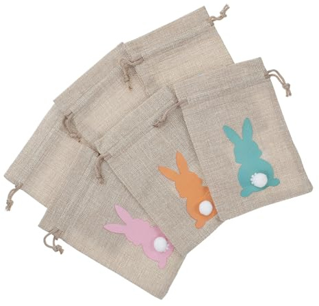 HEALLILY 6 x Beutel mit Kordelzug, wiederverwendbar, Jute, Geschenkbeutel für Süßigkeiten und Leckereien, bezaubernde Partytüten für alle Altersgruppen, für Feiern und festliche Veranstaltungen