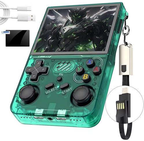 R36XX Retro Handheld Game Console 22000+ Games,3.5” IPS HD Screen Portable Video Game Console,LAN 2-Player Battle/WIFI Remote Upgrade/Network to Watch Video,Open Source Linux System (128G-Green)