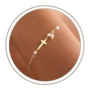 Turandoss Cross Bracelets for Women Christian Jewelry Gifts for Women Girls | Gold Cross Bracelets for Women, Waterproof, Baptism Gifts for Girls, First Holy Communion Gifts for Girls Women