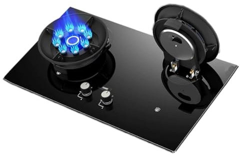 Gaziniere Gaz 2 Feux, Cuisinière À Gaz Encastrable Neuf Chambres, Plaque De Cuisson Couvercle Rabattable, Avec Protection Anti-extinction, Pour Camping(LPG)