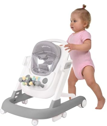 Babywalker Lauflernwagen 2in1 Lauflernwagen Lauflernwagen Wippfunktion Babywalker mit Rollen, Musik, Spielplatz Esstisch Lauflernhilfe klappbar, Grau 7.31