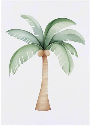 Azeeda 'Cute Palm Tree' Temporary Tattoo - Water Resistant, Skin-Safe, Non-Toxic Transfer (TO00088037)