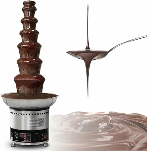 OJHGRDFV Commercial Chocolate Fondue Fountain, 4/5/6/7 Tiers Stainless Steel Electric Chocolate Waterfall Machine/Sauce Heater, for Candy Butter Cheese BBQ Sauc (5Layers)