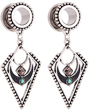 RDSGYZ 2 öronpiercing kit mätinstrument öronplugg, tunnel expander gauges silver rostfritt stål piercing smycken med rombhänge för kvinnor, 30mm(1 3/16''), Rostfritt stål, Ingen ädelsten
