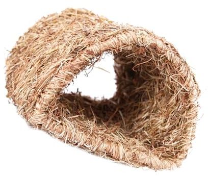 PENIKOKO Nido per Animali Domestici in Paglia Naturale, Casa e Nascondiglio per Conigli e Piccoli Roditori, Tunnel Gioco Artigianale da 22x20x16 Cm per Habitat Accoglienti