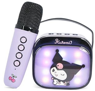 Altavoz DE Karaoke INALÁMBRICO con MICRÓFONO Y Luces LED Kuromi Compatible con Cualquier Fuente DE Sonido Bluetooth