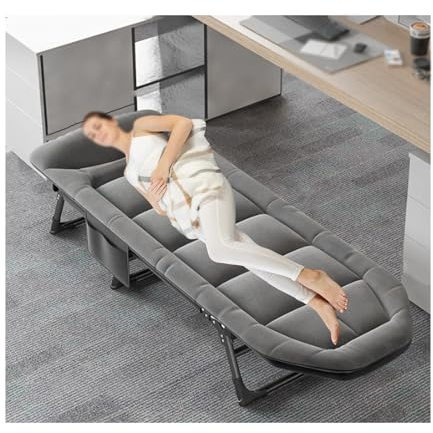 HUFIREHU Karpfenliege Feldbett Mit Matratze Relaxliege Liegestuhl Campingliege Klappbett Mit Matratze Gartenliege Wetterfest Geeignet FüR BüRoarbeit Und Nickerchen(Gray)