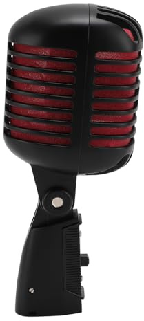 Ausla Microfono Dinamico Vintage, Microfono Cardioide in Lega di Zinco Retro con Supporto Girevole Auto-tensionante, per Esibizioni Dal e Studi di registrazione. (BLACK)