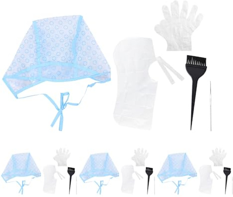 LOLIPPYY Kit Professionale per Colpi di Sole con Cuffia per Tintura Chioma Usa e Getta Set Completo con Gancio Pennello e Mantellina PE Adatto per Salone e Uso Domestico per Mèches