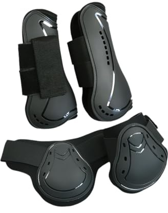 PawwJoy 4 Piezas de Protectores de Tendones para Caballos, Protectores para Patas Delanteras y Traseras, Mallas de Protección- M