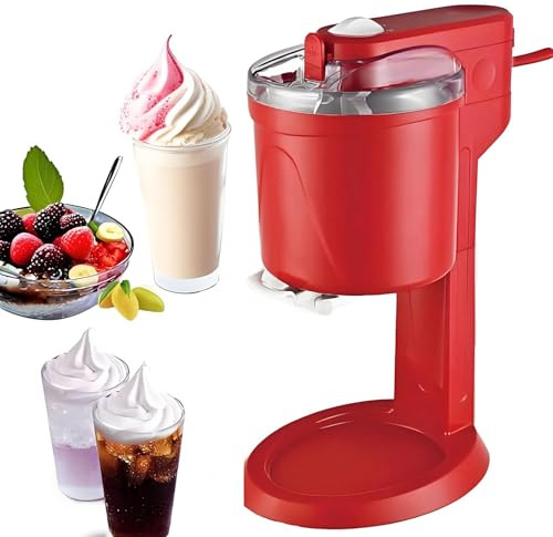 Ice Cream Maker, Mini Automatic Soft Serve Machine for Home, DIY Fruit Creami Dessert Maker, Compact Icecream Appliance for DIY Kitchen,Home, Bar, Cafe red