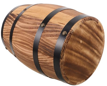 LOORGVEL Vintage Holzfass Hocker Rundes Sitzmöbel mit Robustem Massivholz Rustikaler Weinfass Hocker und Gartenhocker Vielseitig als Beistelltisch Blumentisch und Küchenstuhl für Terrasse