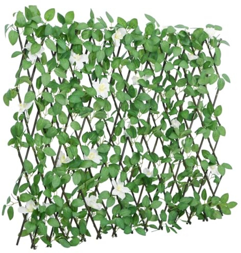 Nqyjm Traliccio espandibile in edera artificiale verde, 186 x 30 cm, per giardino, coniglio, cane, patio, terrazza, decorazione esterna