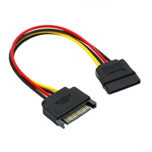TDCuizent Cavo di prolunga per SATA 15 pin maschio a femmina per hard disk SSD e unità ottica, 20 cm, nero, per cablaggio interno e gestione dei cavi del PC desktop