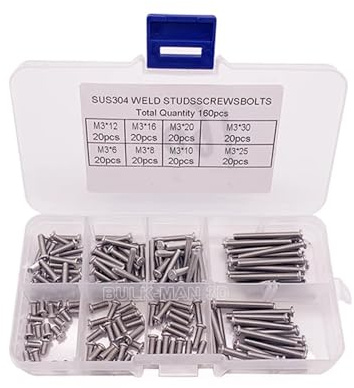 Pernos de soldadura, Tamaños múltiples del equipo de los pernos tornillos prisioneros roscados M3 SS304 la soldadura