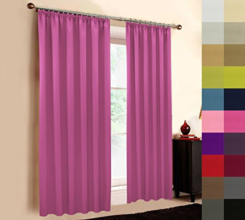 Sun World Hochqualitativer Verdunkelungsvorhang nach Maß, Kräuselband, Schlaufen, Maßanfertigung, Thermovorhang Vorhang nach Maß, Gardinen nach Maß, Fuchsia (250cmcm Höhe x 145cm Breite)