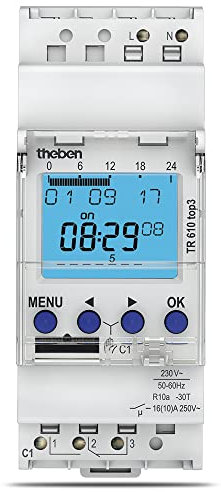 Theben 6100130 TR610 top3 - Digitale 1-Kanal Zeitschaltuhr mit App-Programmierung, perfekt für LEDs, Zeitschalter