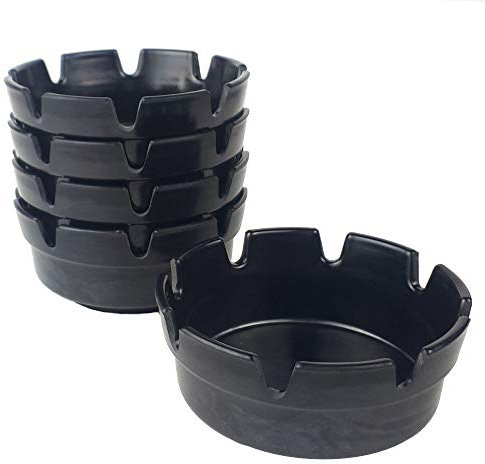 BarBits Black Melamine Ashtrays 4 Pack of 10 - Outside Garden Cigarette Bins, Stackable Ash Trays, Plastic Ash Bins