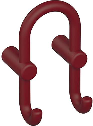 HEWI Wandhaken zweifach Breite 100mm - Kleiderhaken Wand Höhe 165mm, Kunststoff rubinrot matt