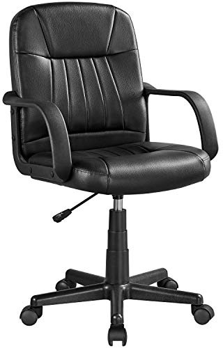 Yaheetech Bürostuhl ergonomischer Computerstuhl, Schreibtischstuhl mit Armlehne, höhenverstellbar und komfortabler Chefsessel，Office Stuhl, Arbeitsstuhl aus Kunstleder, Schwarz