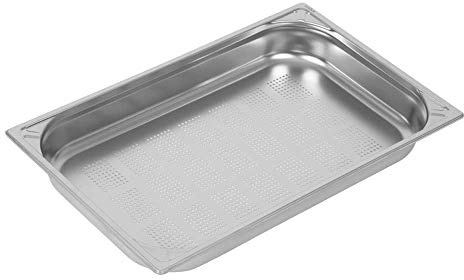 VOGUE DW461 304 - Padella per gastronorm perforata in acciaio INOX 304, capacità 9L, 65 x 325 x 530 mm, colore: Argento