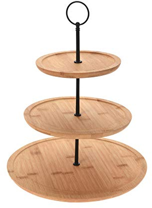 Spetebo Bambus Etagere mit 3 Etagen - 35 cm - Etagenständer 3-stöckig - Servierplatte Bambus Servierständer
