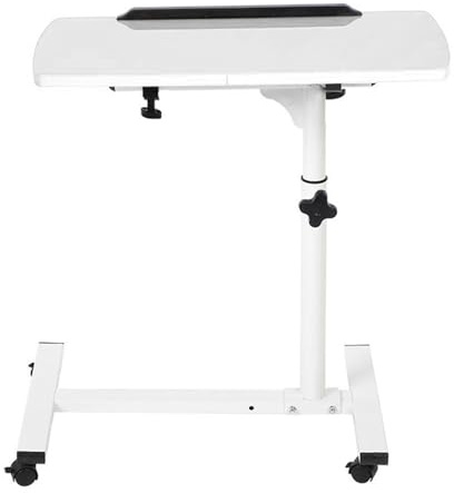 Pflegetisch, Laptoptisch Höhenverstellbar mit Rollen Beistelltisch für Pflegebett Rolltisch Laptop Schreibtisch Computertisch Tischständer Laptopständer Notebook Stehtisch mit 4 Rädern Weiß