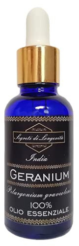 GERANIUM - Pelargonium graveolens 100% OLIO ESSENZIALE - 30ml - Distillato in corrente di Vapore - Proveniente dall'India