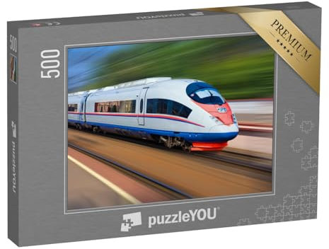 puzzleYOU: Puzzle 500 Teile „Moderner Nahverkehrszug: Bewegung auf dem Gleis“ – aus der Puzzle-Kollektion Eisenbahn