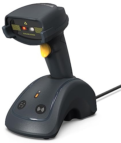 Inateck Barcode Scanner Bluetooth, 2D QR Code Scanner Kabellos, Mega Pixel Handscanner Barcode mit Intelligente Basis für Mobile Zahlung PC Bildschirm Scan Unterstützt IOS & Android, BCST-91