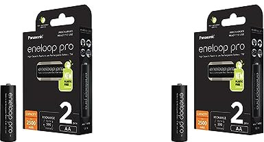 Panasonic eneloop pro, Ready-to-Use NI-MH Akku, AA Mignon, 4er Pack, min. 2500 mAh, 500 Ladezyklen, mit extrastarker Leistung, wiederaufladbare Akku Batterie, Black, BK-3HCDE/2BE